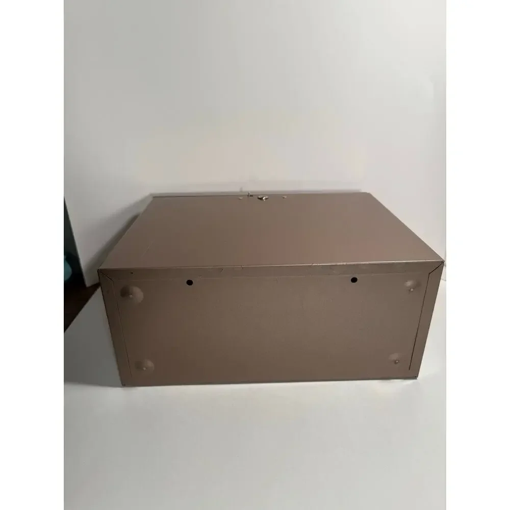 Vintage Rockway Metal File Box Tan 13.5” x 5” x 8.75” Security
